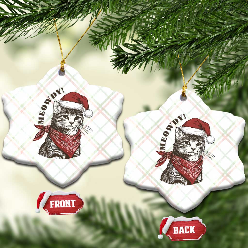 Cowboy Cat Christmas Ceramic Ornament Meowdy Western Rodeo - Wonder Print Shop