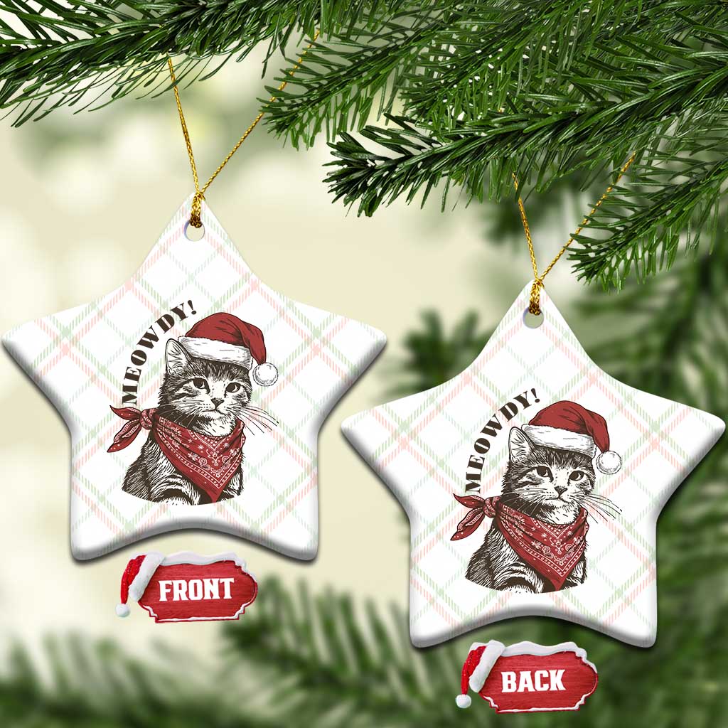 Cowboy Cat Christmas Ceramic Ornament Meowdy Western Rodeo - Wonder Print Shop