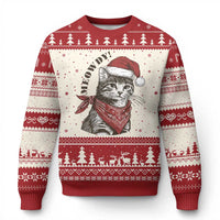 Cowboy Cat Xmas Ugly Christmas Sweater Meowdy Western Rodeo - Wonder Print Shop