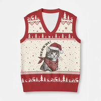 Cowboy Cat Xmas V-Neck Knit Sweater Vest Meowdy Western Rodeo - Wonder Print Shop