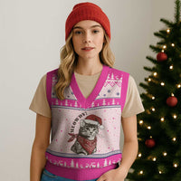 Cowboy Cat Xmas V-Neck Knit Sweater Vest Meowdy Western Rodeo - Wonder Print Shop