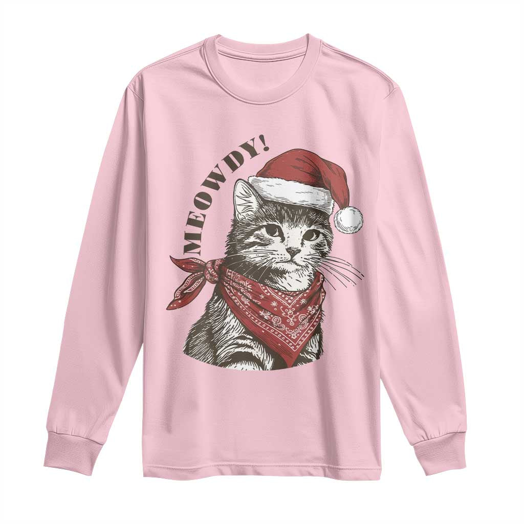 Cowboy Cat Christmas Long Sleeve Shirt Meowdy Western Rodeo - Wonder Print Shop