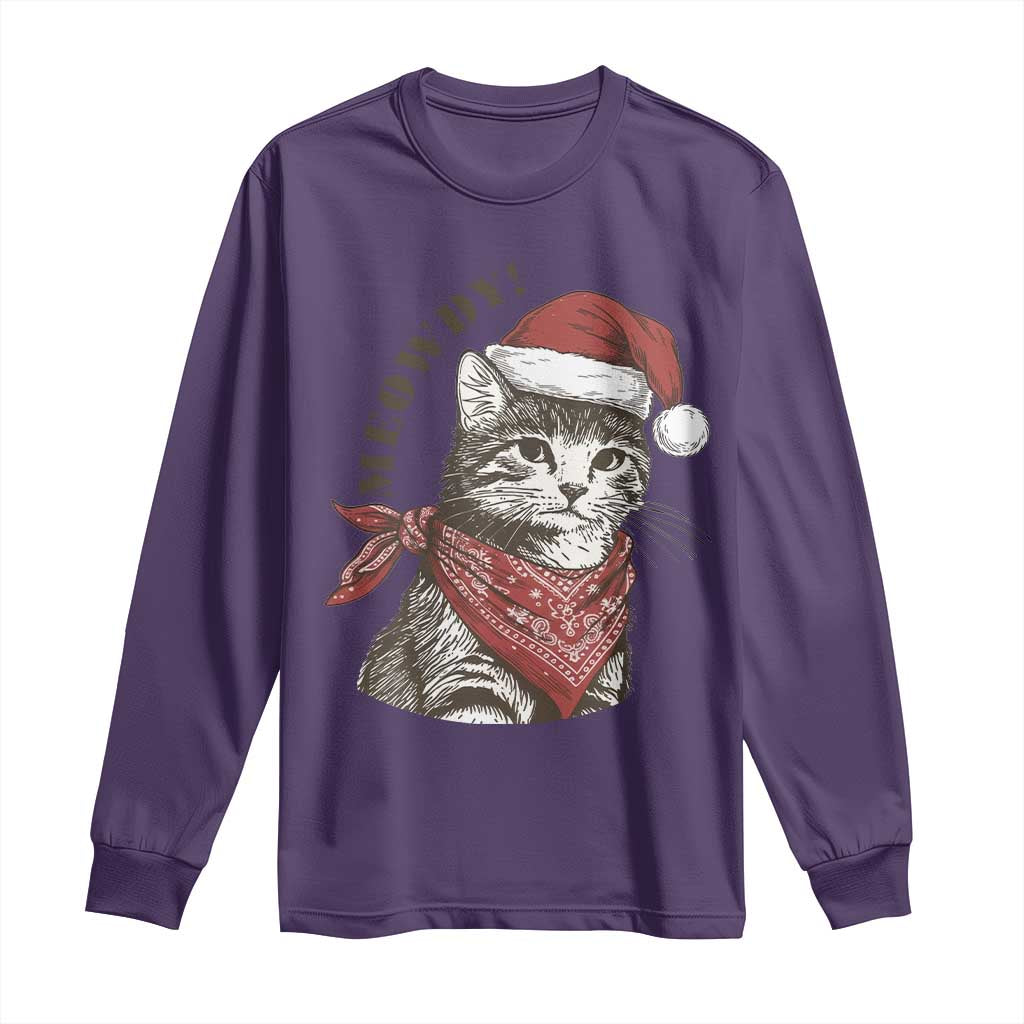 Cowboy Cat Christmas Long Sleeve Shirt Meowdy Western Rodeo - Wonder Print Shop