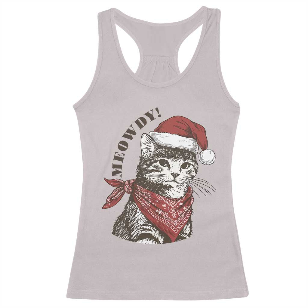 Cowboy Cat Christmas Racerback Tank Top Meowdy Western Rodeo - Wonder Print Shop