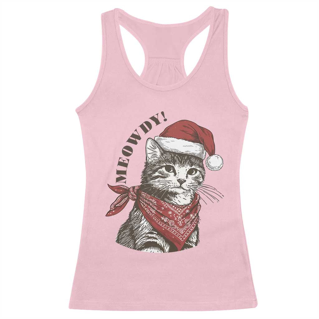 Cowboy Cat Christmas Racerback Tank Top Meowdy Western Rodeo - Wonder Print Shop
