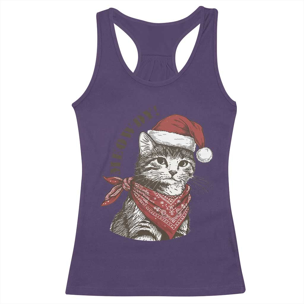 Cowboy Cat Christmas Racerback Tank Top Meowdy Western Rodeo - Wonder Print Shop