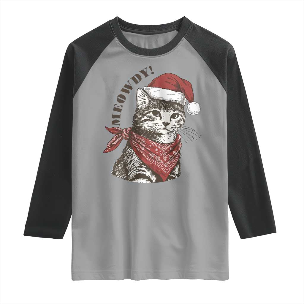 Cowboy Cat Christmas Raglan Shirt Meowdy Western Rodeo - Wonder Print Shop