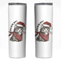 Cowboy Cat Christmas Skinny Tumbler Meowdy Western Rodeo - Wonder Print Shop