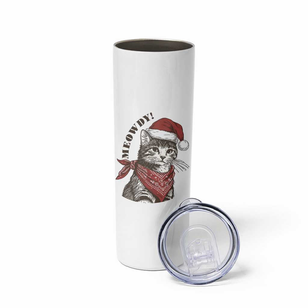 Cowboy Cat Christmas Skinny Tumbler Meowdy Western Rodeo - Wonder Print Shop