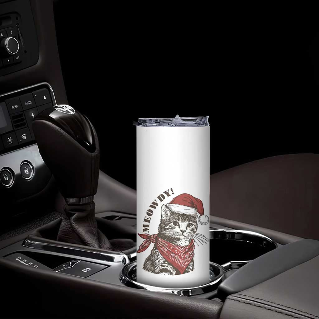 Cowboy Cat Christmas Skinny Tumbler Meowdy Western Rodeo - Wonder Print Shop