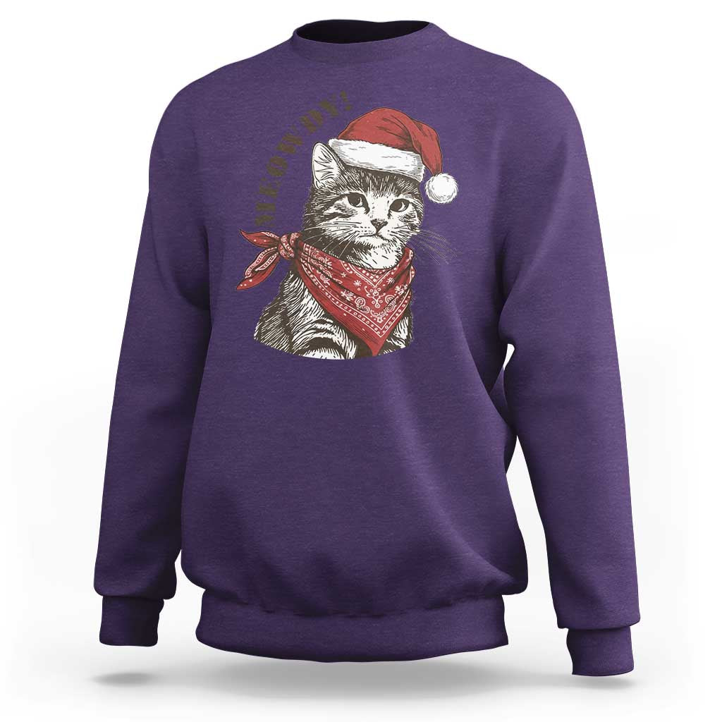 Cowboy Cat Christmas Sweatshirt Meowdy Western Rodeo - Wonder Print Shop