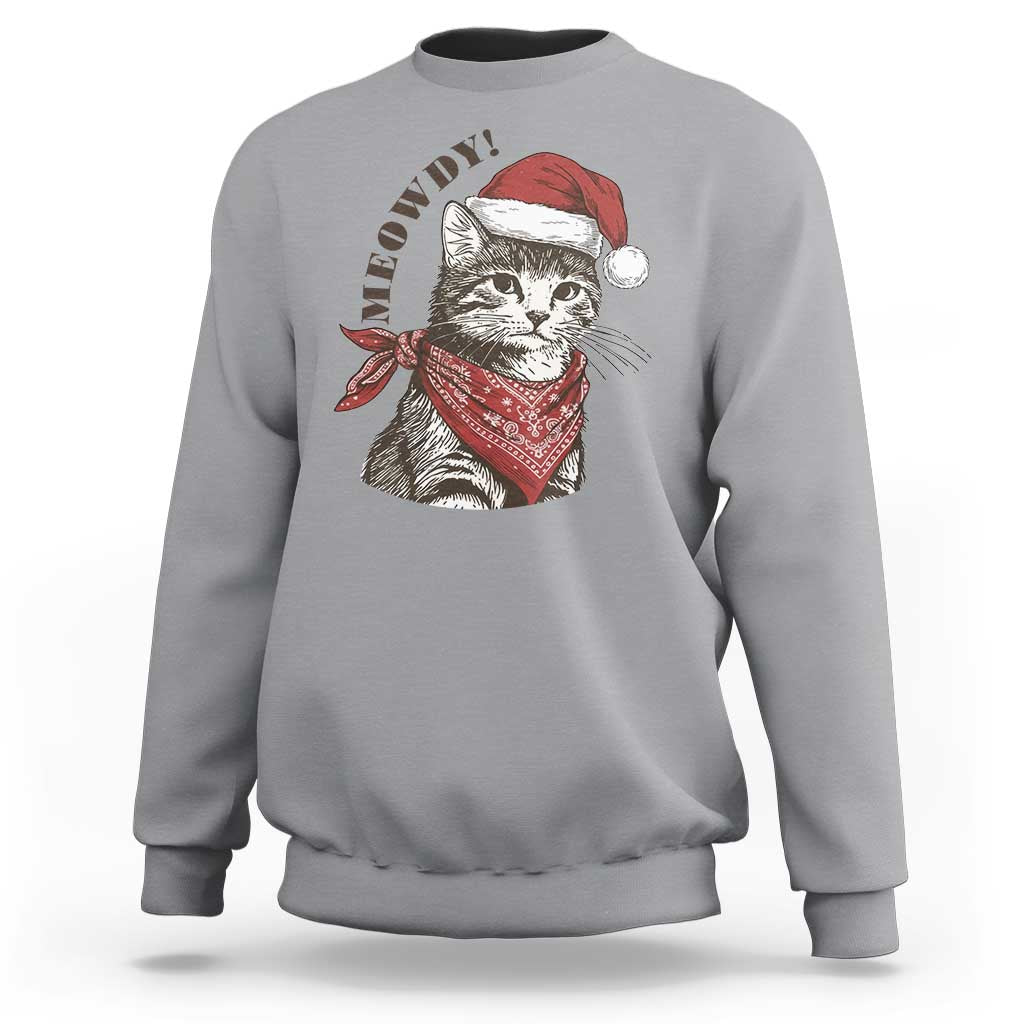 Cowboy Cat Christmas Sweatshirt Meowdy Western Rodeo - Wonder Print Shop