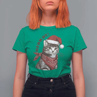 Cowboy Cat Christmas T Shirt For Women Meowdy Western Rodeo - Wonder Print Shop