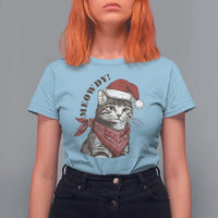 Cowboy Cat Christmas T Shirt For Women Meowdy Western Rodeo - Wonder Print Shop