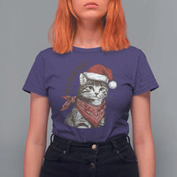 Cowboy Cat Christmas T Shirt For Women Meowdy Western Rodeo - Wonder Print Shop
