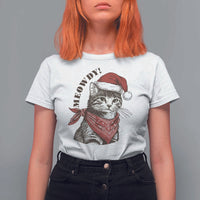 Cowboy Cat Christmas T Shirt For Women Meowdy Western Rodeo - Wonder Print Shop