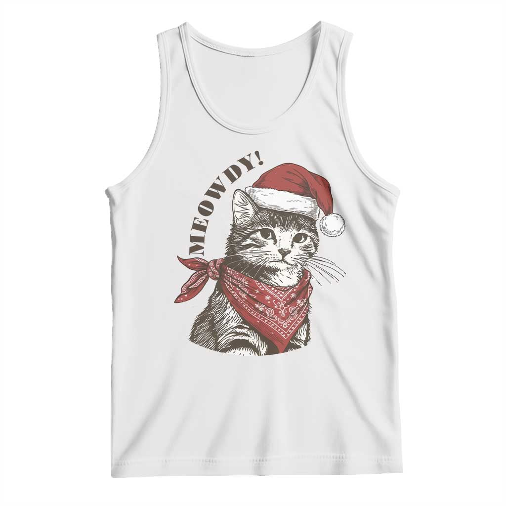 Cowboy Cat Christmas Tank Top Meowdy Western Rodeo - Wonder Print Shop