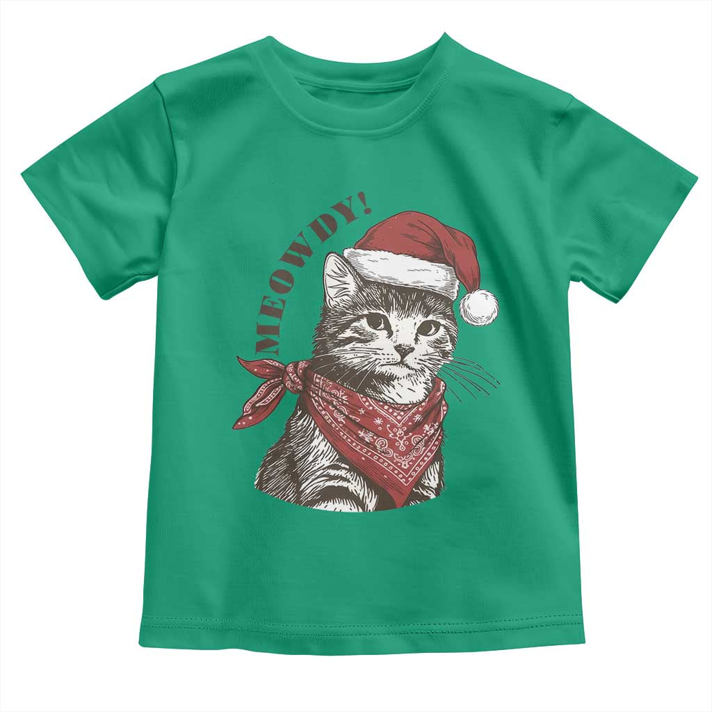 Cowboy Cat Christmas Toddler T Shirt Meowdy Western Rodeo - Wonder Print Shop