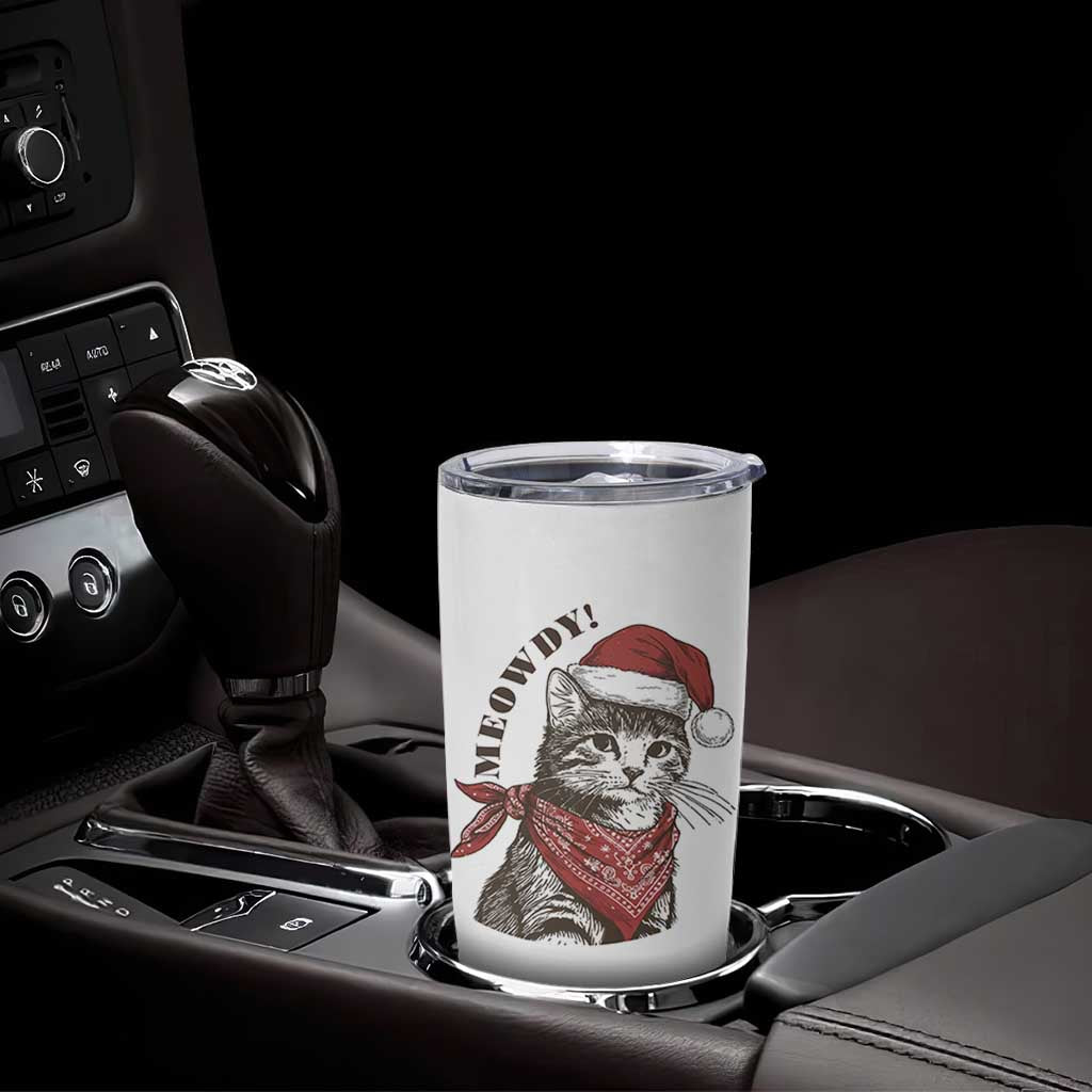Cowboy Cat Christmas Tumbler Cup Meowdy Western Rodeo - Wonder Print Shop