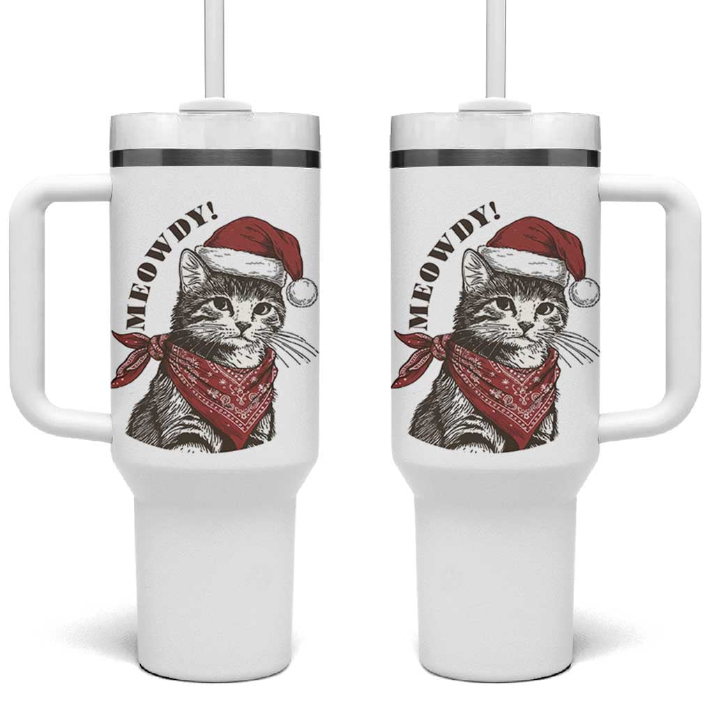 Cowboy Cat Christmas Tumbler With Handle Meowdy Western Rodeo - Wonder Print Shop