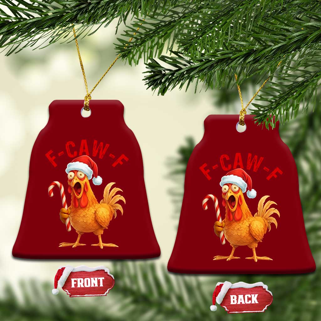 Christmas F Caw F Ceramic Ornament Funny Chicken Meme - Wonder Print Shop