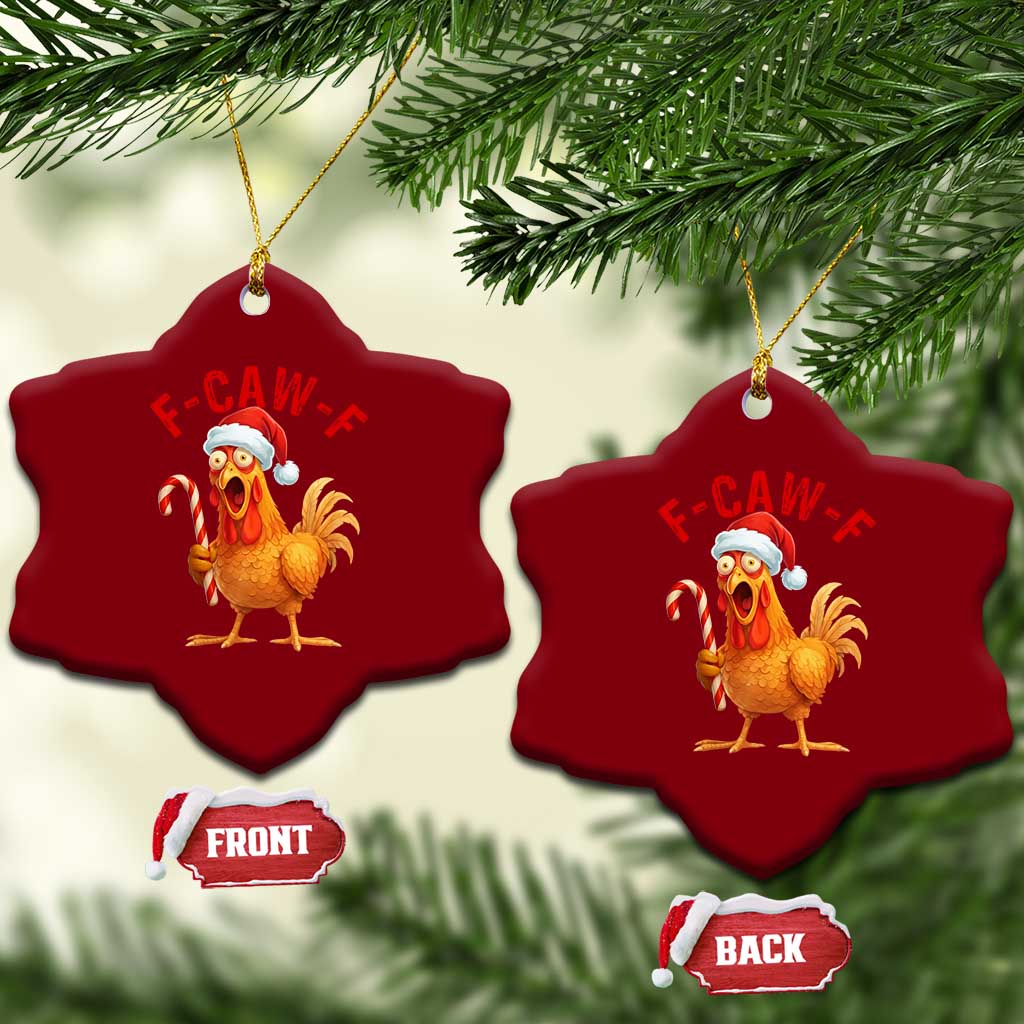 Christmas F Caw F Ceramic Ornament Funny Chicken Meme - Wonder Print Shop