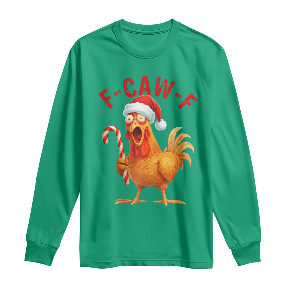 Christmas F Caw F Long Sleeve Shirt Funny Chicken Meme - Wonder Print Shop