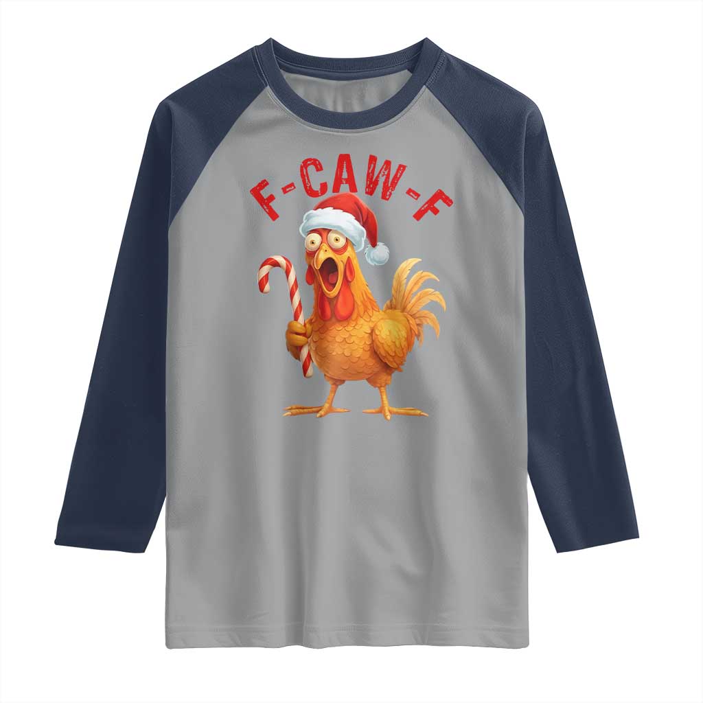 Christmas F Caw F Raglan Shirt Funny Chicken Meme - Wonder Print Shop