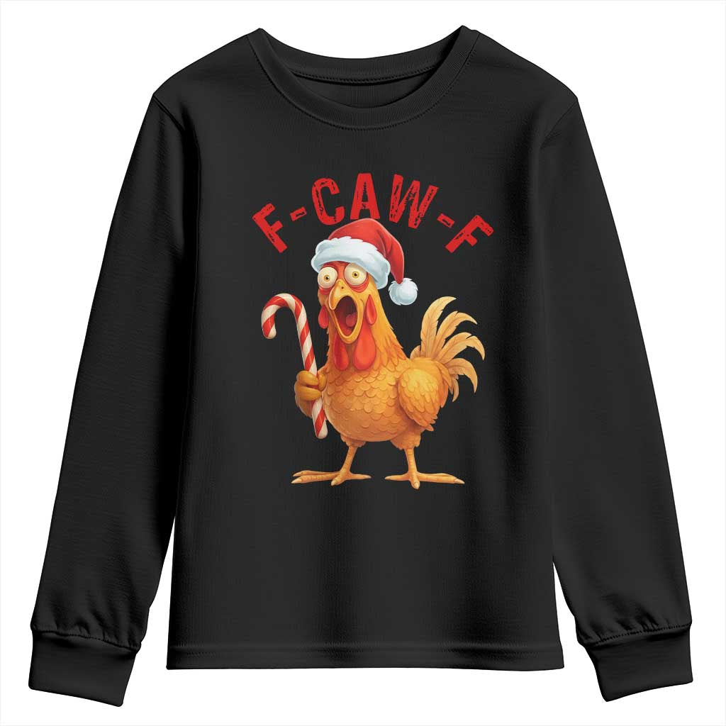 Christmas F Caw F Youth Sweatshirt Funny Chicken Meme - Wonder Print Shop