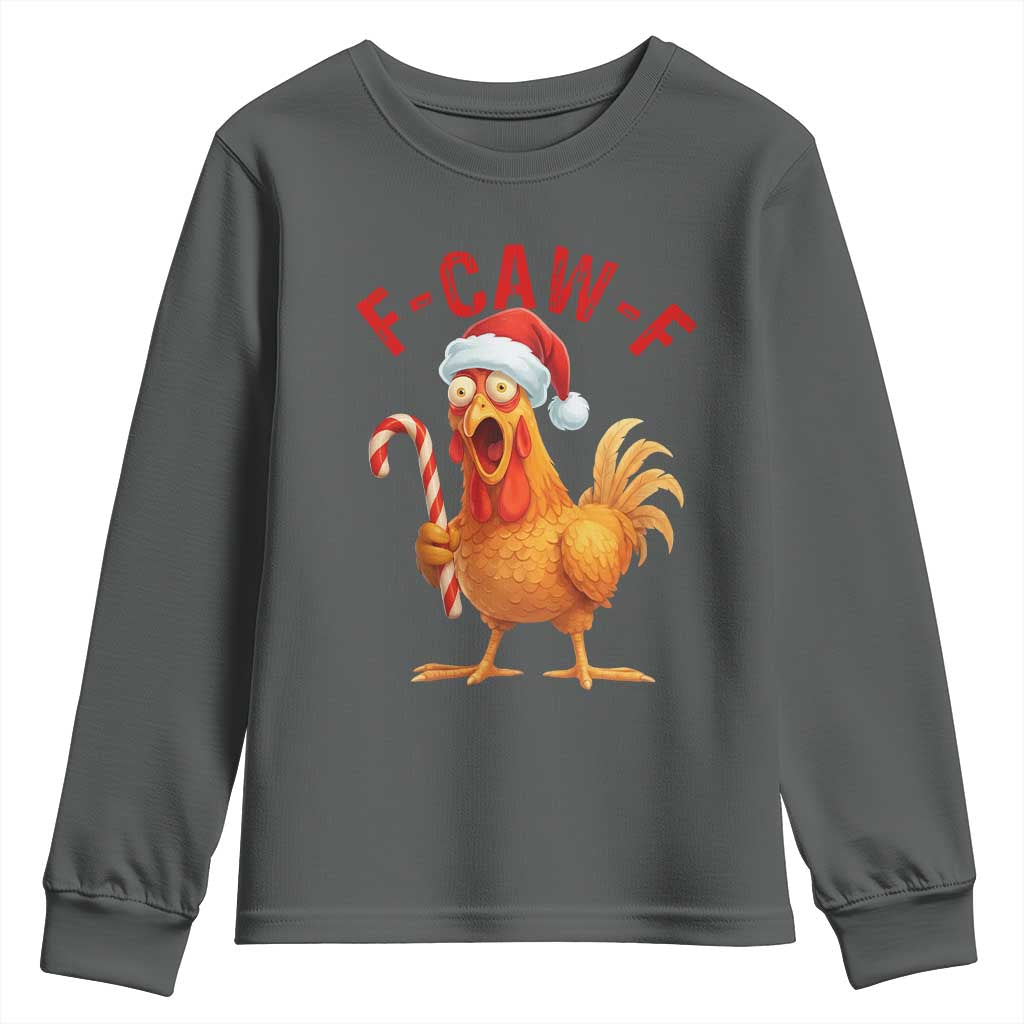 Christmas F Caw F Youth Sweatshirt Funny Chicken Meme - Wonder Print Shop