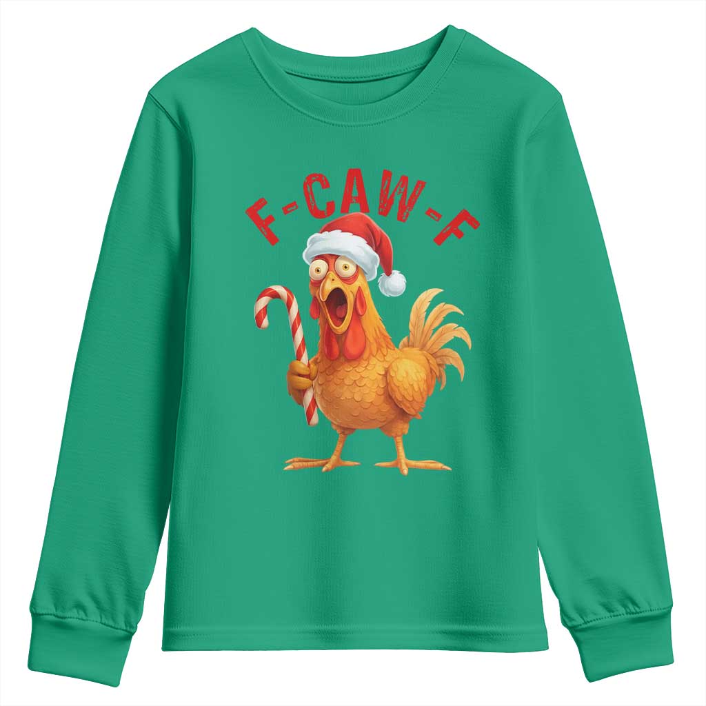 Christmas F Caw F Youth Sweatshirt Funny Chicken Meme - Wonder Print Shop