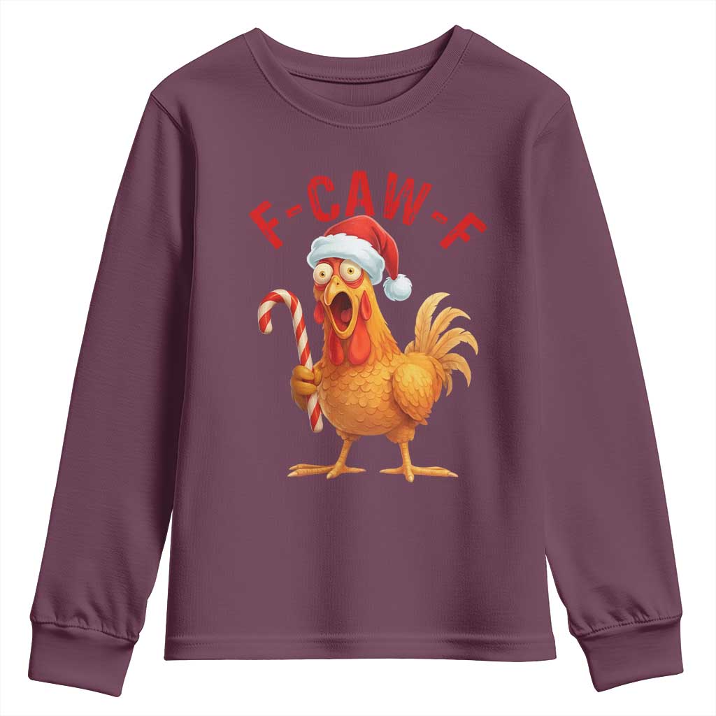 Christmas F Caw F Youth Sweatshirt Funny Chicken Meme - Wonder Print Shop