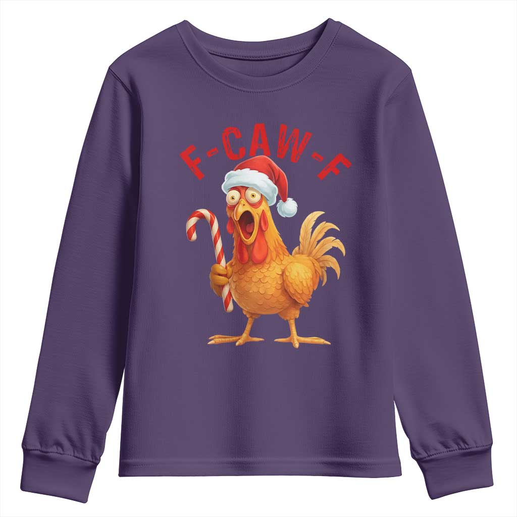 Christmas F Caw F Youth Sweatshirt Funny Chicken Meme - Wonder Print Shop