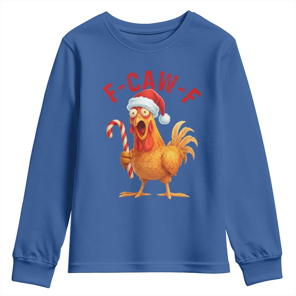 Christmas F Caw F Youth Sweatshirt Funny Chicken Meme - Wonder Print Shop
