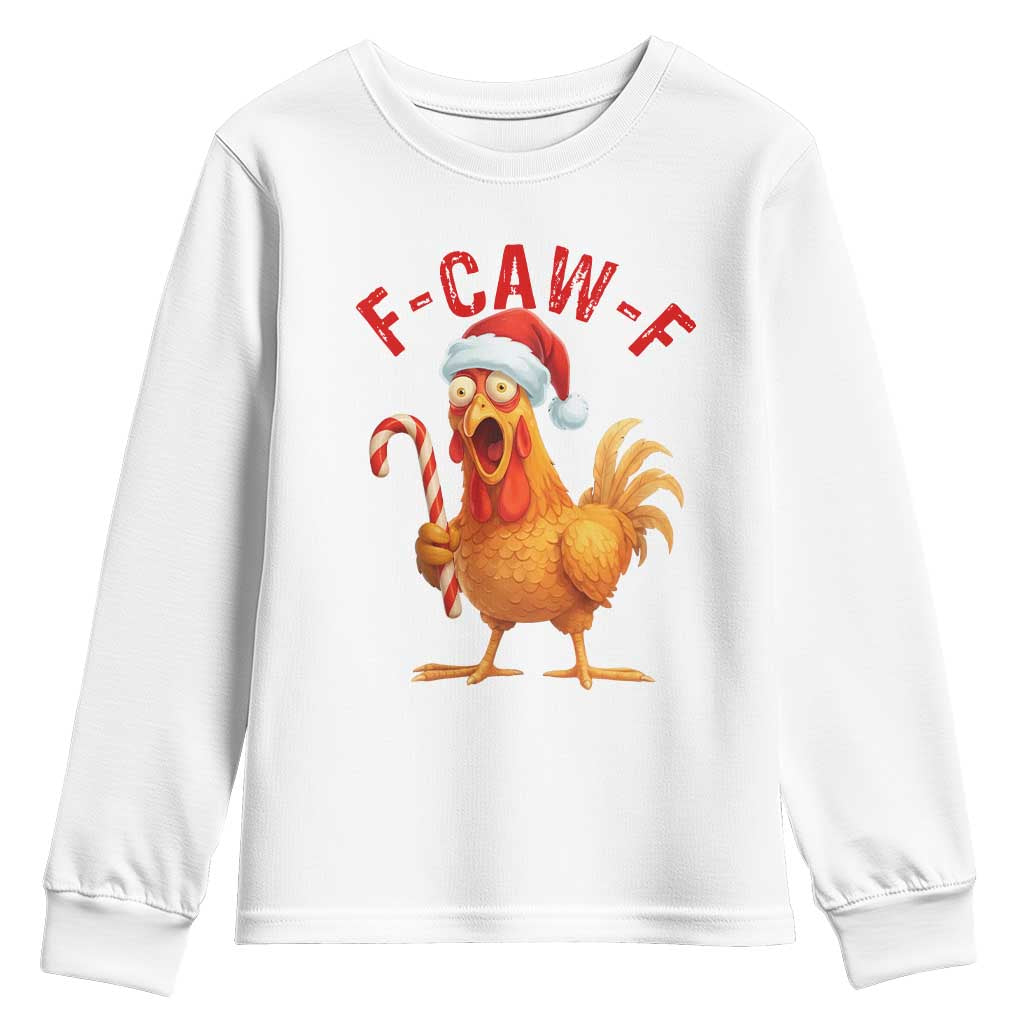 Christmas F Caw F Youth Sweatshirt Funny Chicken Meme - Wonder Print Shop