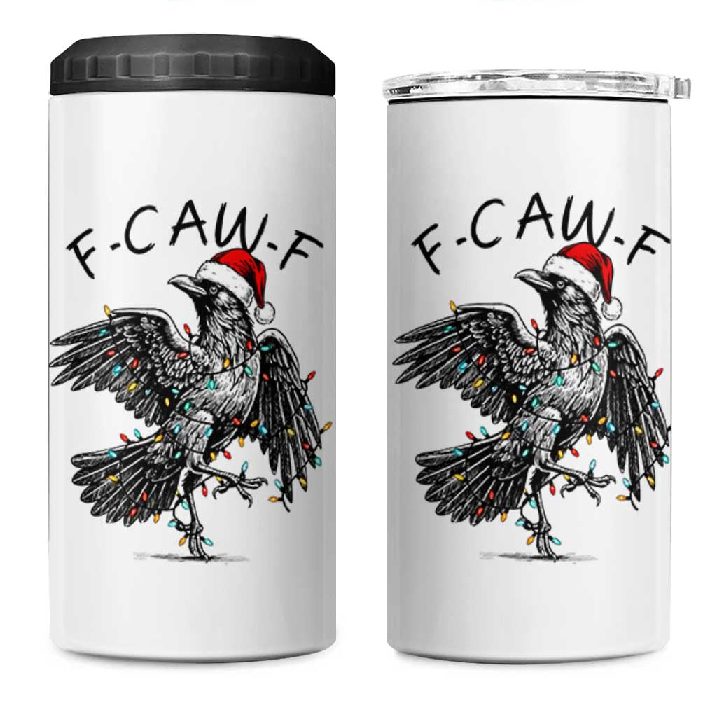 Christmas F Caw F 4 in 1 Can Cooler Tumbler Funny Black Crow Meme - Wonder Print Shop