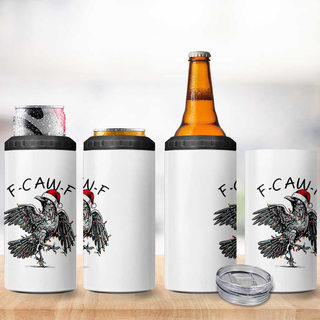 Christmas F Caw F 4 in 1 Can Cooler Tumbler Funny Black Crow Meme - Wonder Print Shop