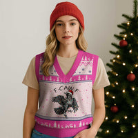 Xmas F Caw F V-Neck Knit Sweater Vest Funny Black Crow Meme - Wonder Print Shop