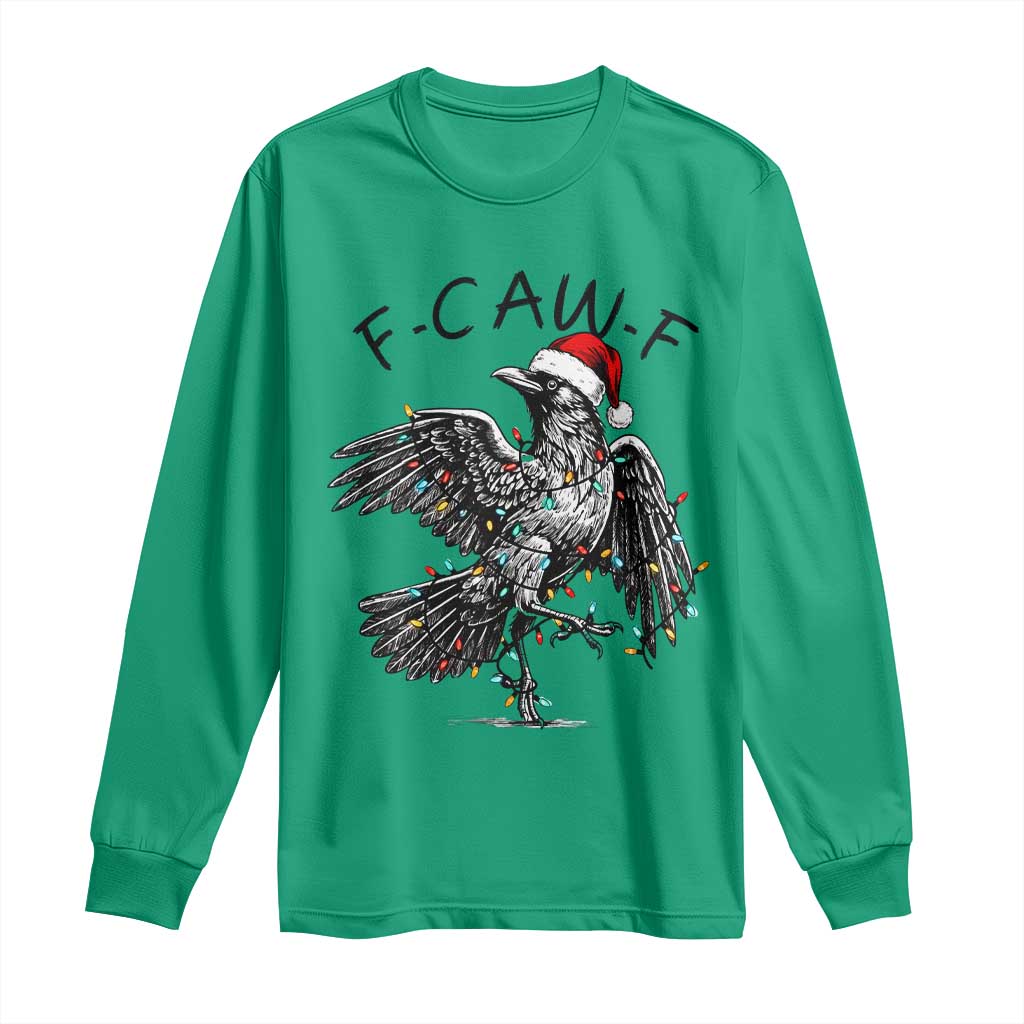 Christmas F Caw F Long Sleeve Shirt Funny Black Crow Meme - Wonder Print Shop