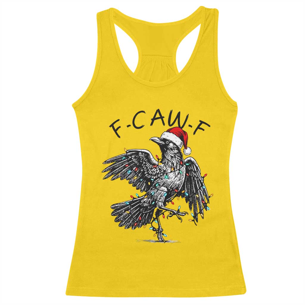 Christmas F Caw F Racerback Tank Top Funny Black Crow Meme - Wonder Print Shop