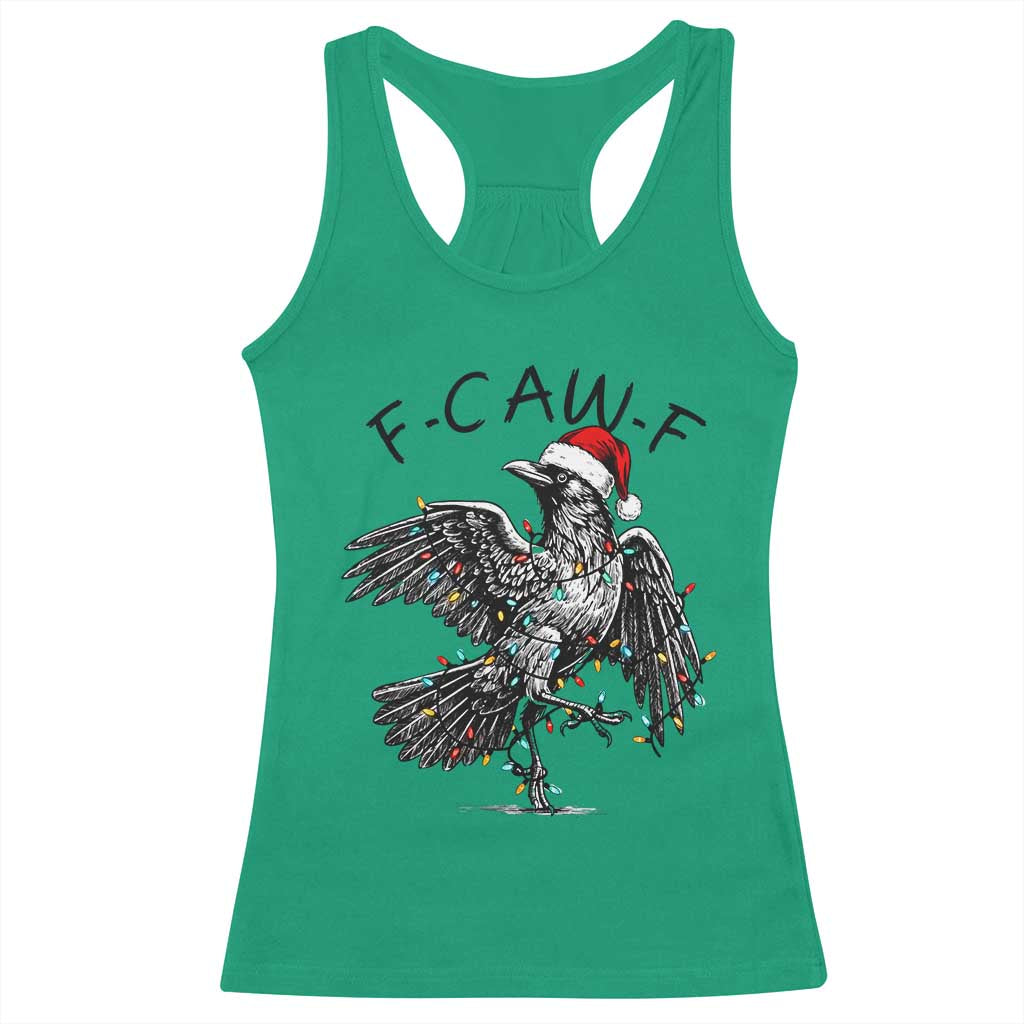Christmas F Caw F Racerback Tank Top Funny Black Crow Meme - Wonder Print Shop