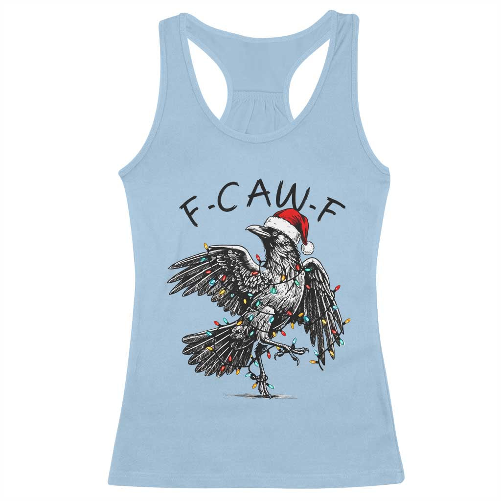Christmas F Caw F Racerback Tank Top Funny Black Crow Meme - Wonder Print Shop