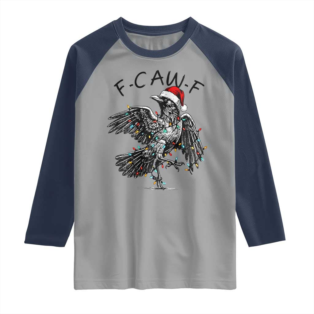 Christmas F Caw F Raglan Shirt Funny Black Crow Meme - Wonder Print Shop