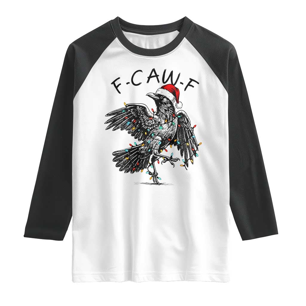 Christmas F Caw F Raglan Shirt Funny Black Crow Meme - Wonder Print Shop