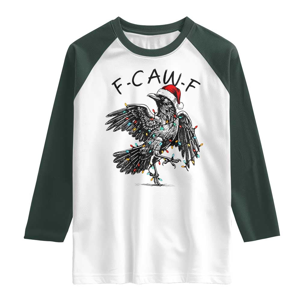 Christmas F Caw F Raglan Shirt Funny Black Crow Meme - Wonder Print Shop