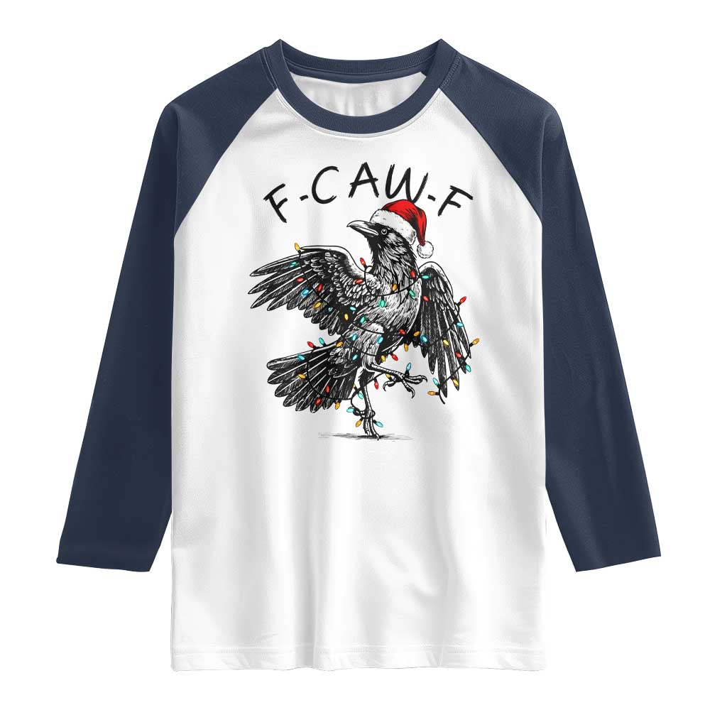 Christmas F Caw F Raglan Shirt Funny Black Crow Meme - Wonder Print Shop