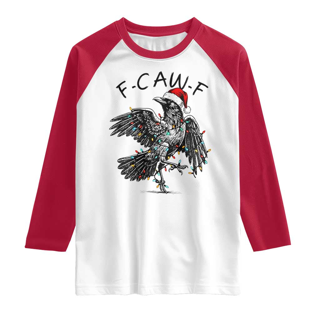 Christmas F Caw F Raglan Shirt Funny Black Crow Meme - Wonder Print Shop