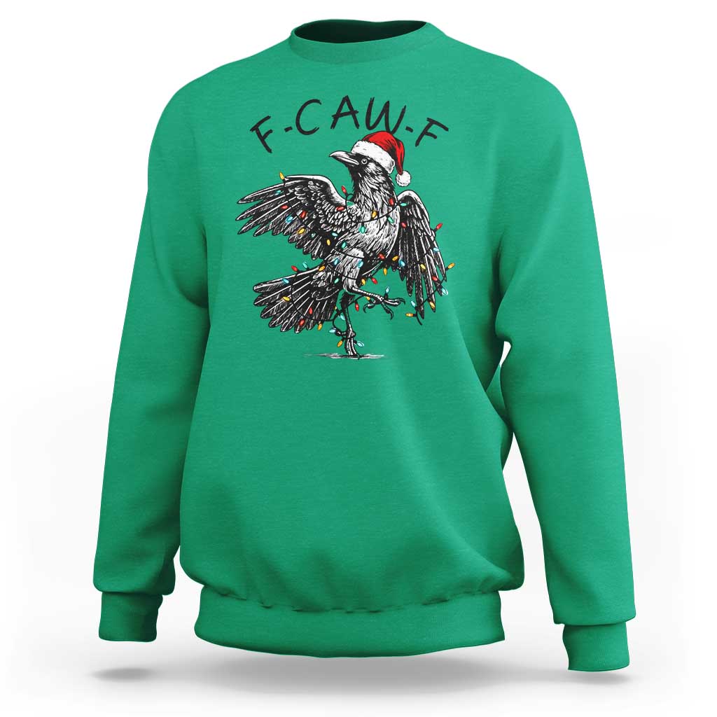 Christmas F Caw F Sweatshirt Funny Black Crow Meme - Wonder Print Shop