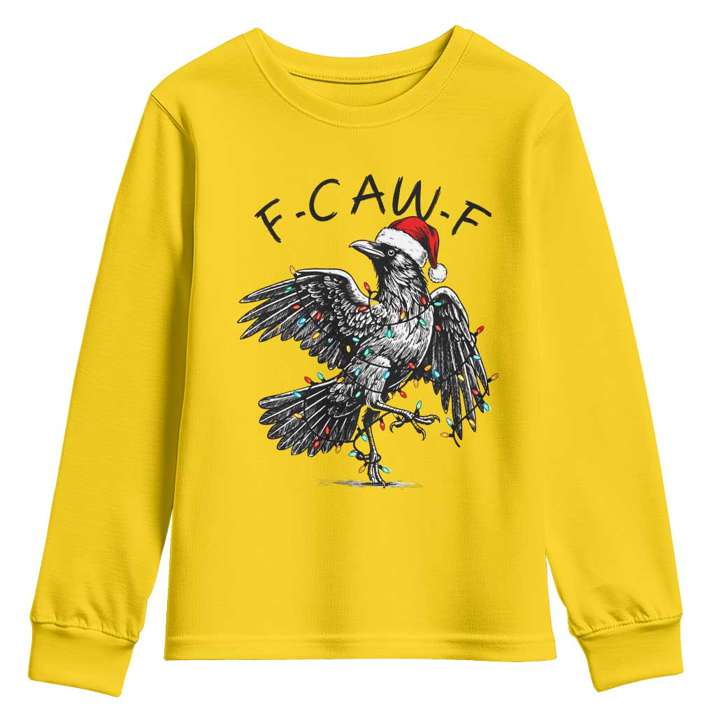 Christmas F Caw F Youth Sweatshirt Funny Black Crow Meme - Wonder Print Shop