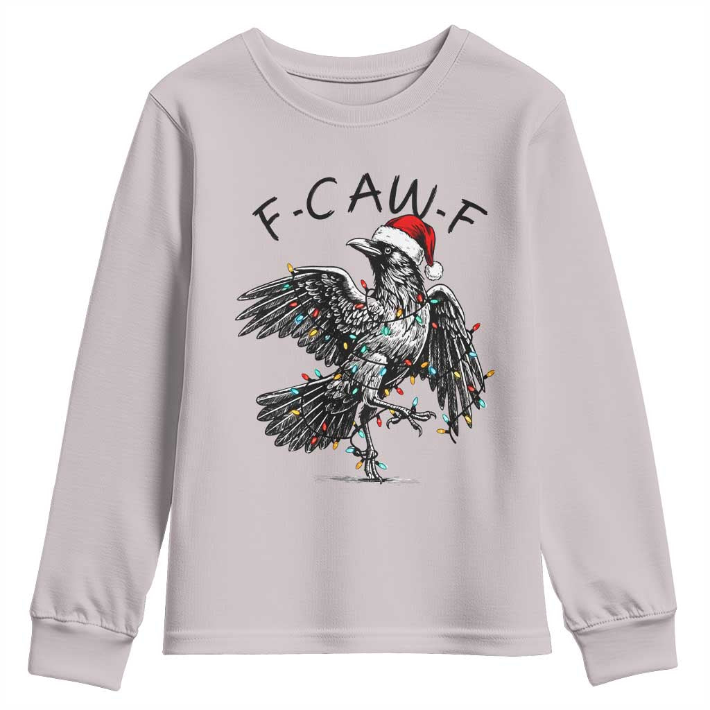 Christmas F Caw F Youth Sweatshirt Funny Black Crow Meme - Wonder Print Shop